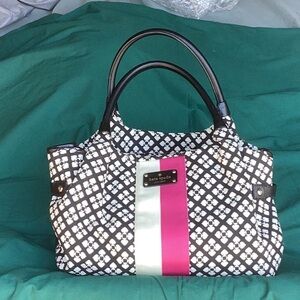 Kate Spade Black and Pink Satchel with Bold Stripe